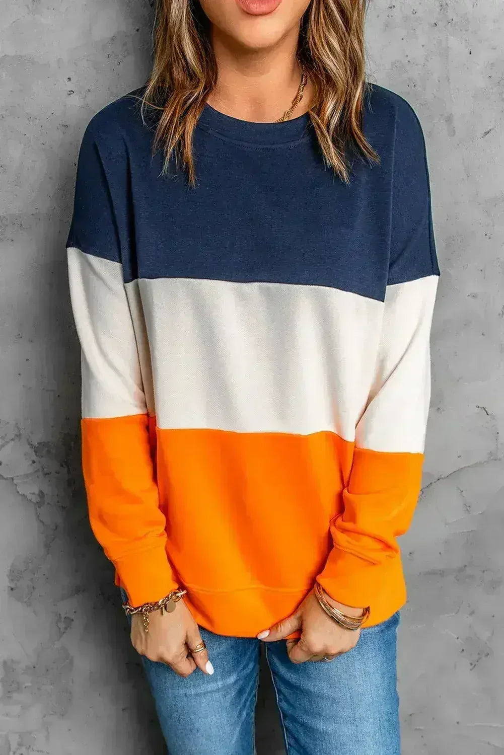 Colorblock Orange Sweatshirt - Femstylo