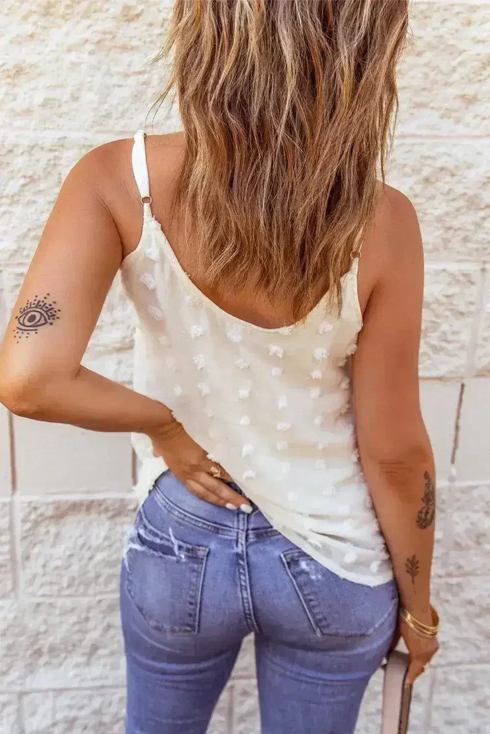 Swiss Dot Spaghetti Strap Tank Top – Cute & Flowy Summer Top - Femstylo