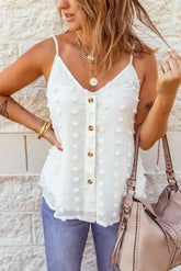 Swiss Dot Spaghetti Strap Tank Top – Cute & Flowy Summer Top - Femstylo