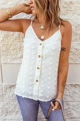 Swiss Dot Spaghetti Strap Tank Top – Cute & Flowy Summer Top - Femstylo