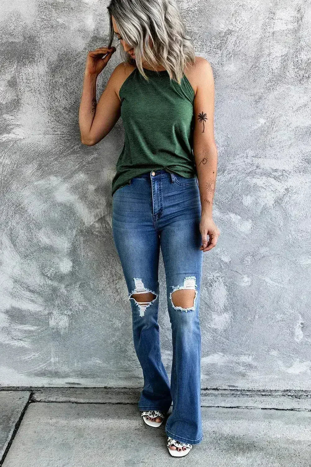Brief Green Crew Neck Tank Top - Femstylo