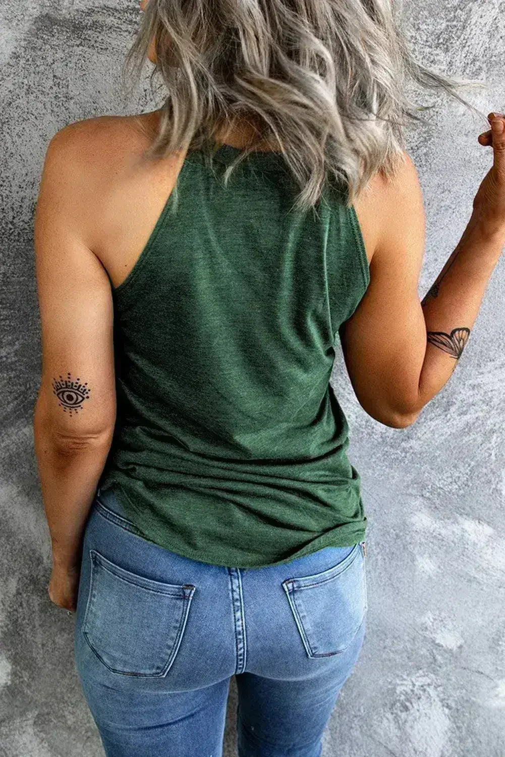 Brief Green Crew Neck Tank Top - Femstylo
