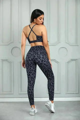 Charcoal Leopard Sports Bra and Legging Set - Femstylo