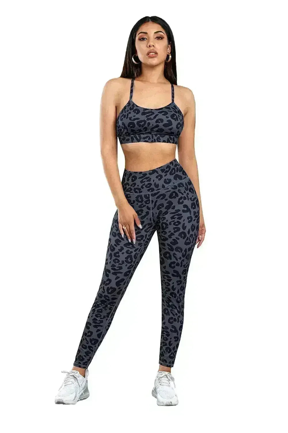 Charcoal Leopard Sports Bra and Legging Set - Femstylo