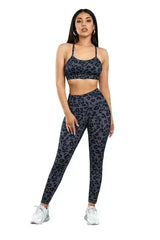Charcoal Leopard Sports Bra and Legging Set - Femstylo