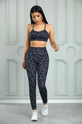 Charcoal Leopard Sports Bra and Legging Set - Femstylo