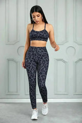 Charcoal Leopard Sports Bra and Legging Set - Femstylo