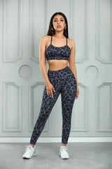 Charcoal Leopard Sports Bra and Legging Set - Femstylo