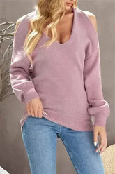 Cute Pink Cold Shoulder Sweater - Femstylo