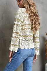 Wavy Stripe Crochet Sweater - Femstylo