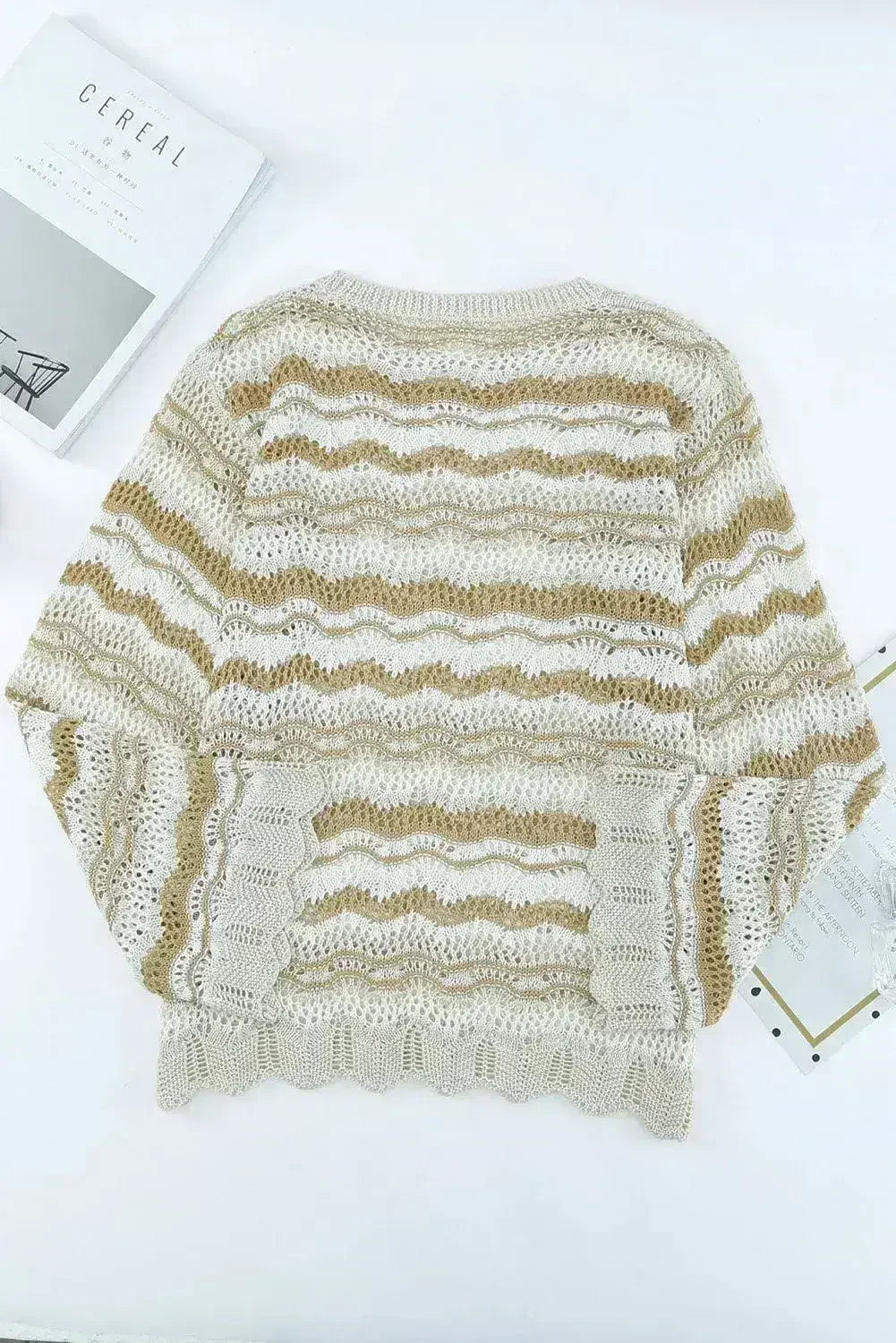 Wavy Stripe Crochet Sweater - Femstylo