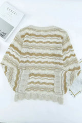 Wavy Stripe Crochet Sweater - Femstylo