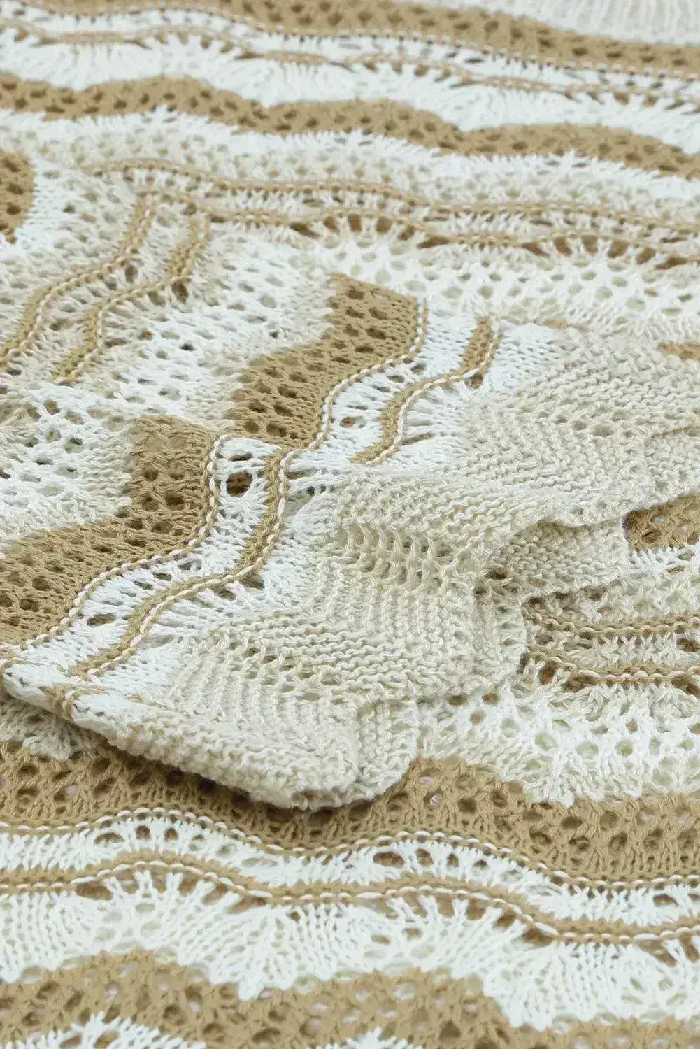 Wavy Stripe Crochet Sweater - Femstylo