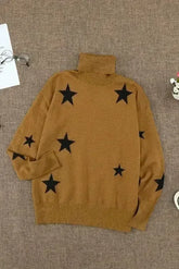 Turtleneck Star Print Sweater - Femstylo