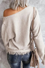 V Neck Tasseled Sweater - Femstylo