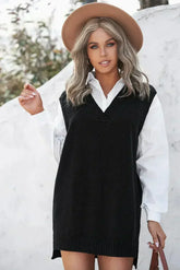 Black Knit Pullover Vest Sweater - Femstylo