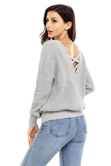 Black Cross Back Hollow-out Sweater - Femstylo