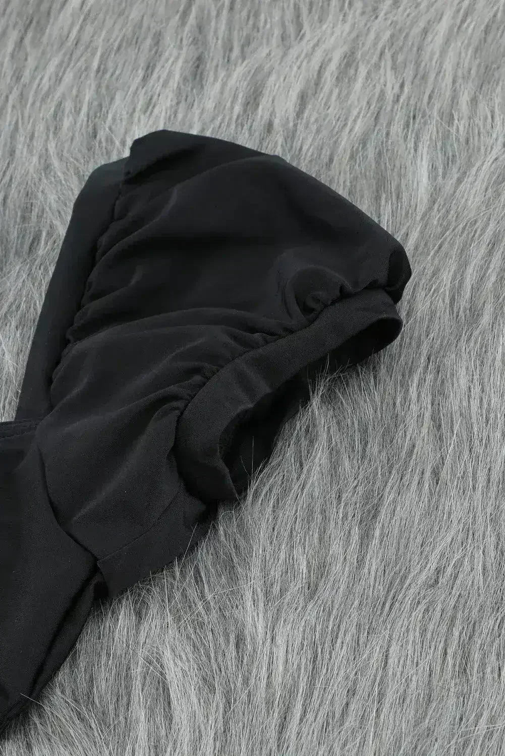 Black Bubble Sleeves Square Neck High Waist Bikini - Femstylo