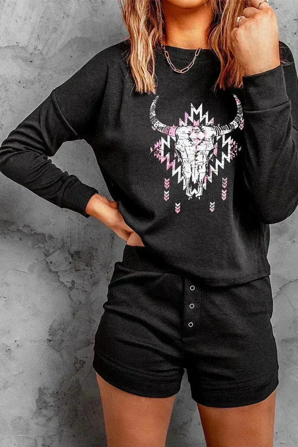 Western Steer Shorts Loungewear - Femstylo