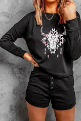 Western Steer Shorts Loungewear - Femstylo