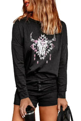 Western Steer Shorts Loungewear - Femstylo