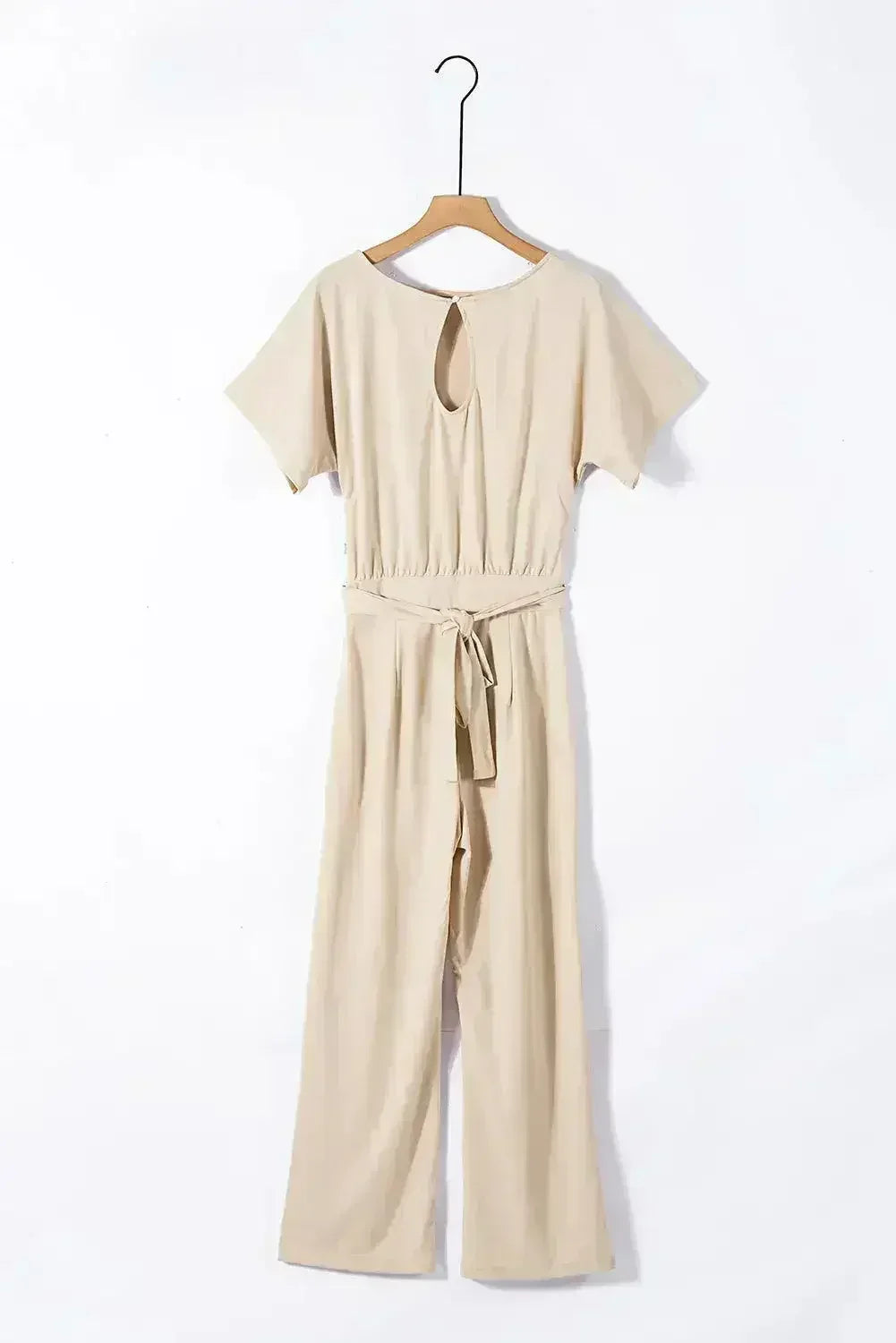Apricot Oh So Glam Belted Wide Leg Jumpsuit - Femstylo
