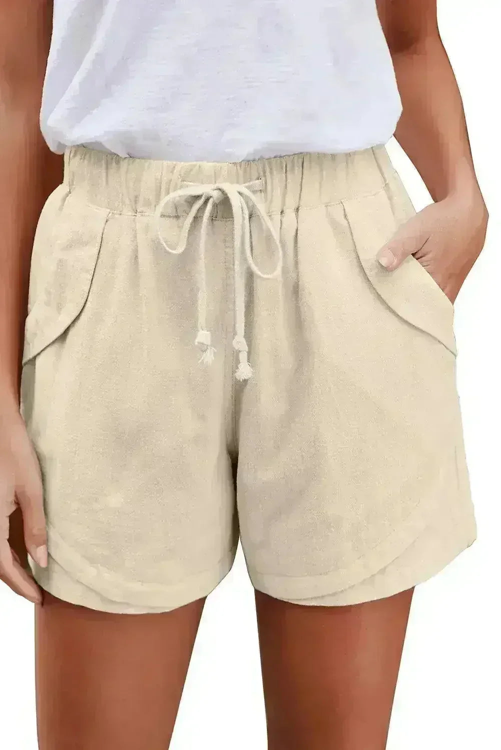 Casual Beige Faylin Women Shorts - Femstylo