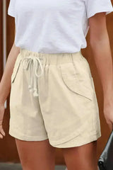 Casual Beige Faylin Women Shorts - Femstylo