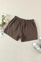 Women Casual Khaki Faylin Linen Shorts - Femstylo