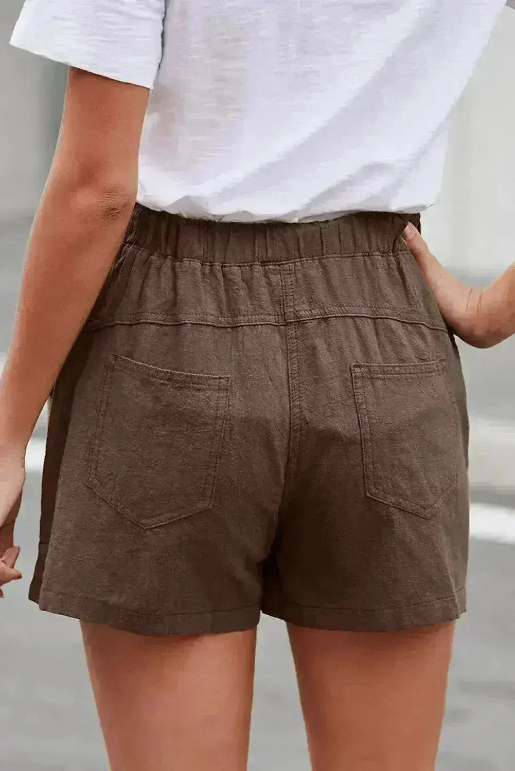 Women Casual Khaki Faylin Linen Shorts - Femstylo