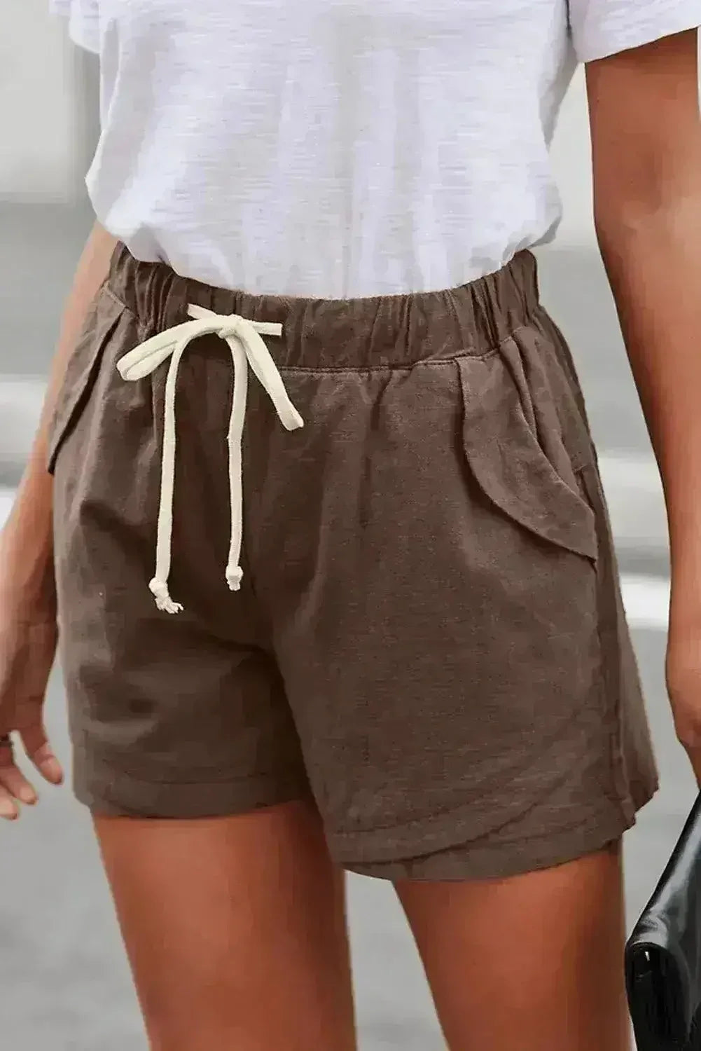 Women Casual Khaki Faylin Linen Shorts - Femstylo