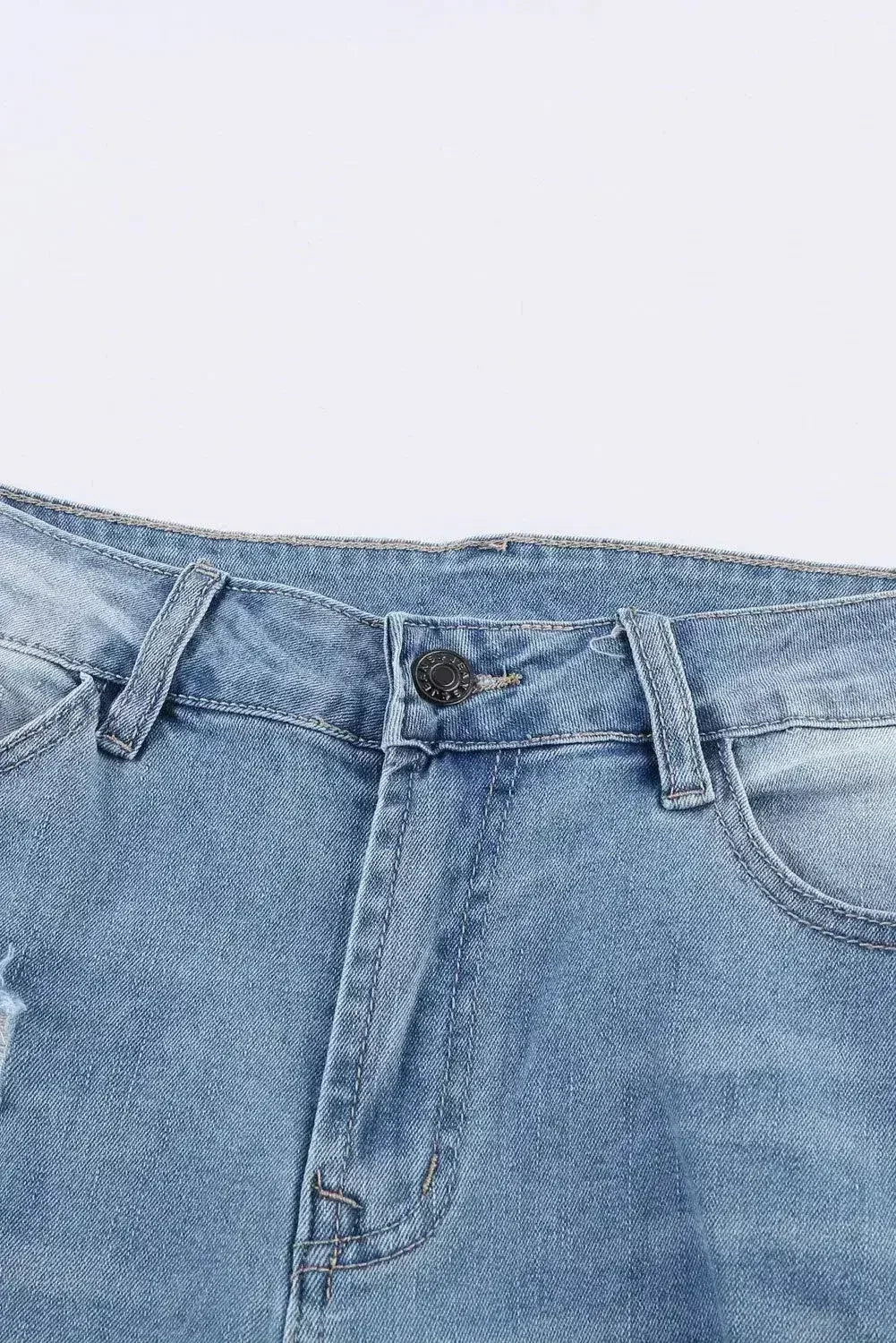 Fashion Light Blue Distressed Boyfriend Denim Pants - Femstylo