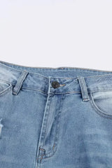 Fashion Light Blue Distressed Boyfriend Denim Pants - Femstylo