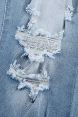 Fashion Light Blue Distressed Boyfriend Denim Pants - Femstylo