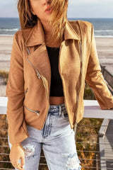Brown Notch Collar Short Jacket - Femstylo