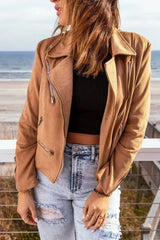 Brown Notch Collar Short Jacket - Femstylo