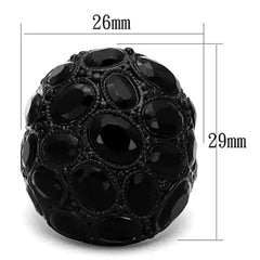 LO3000 - Ruthenium Brass Ring with Synthetic Synthetic Glass in Jet - Femstylo