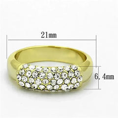 LO3067 - Gold Brass Ring with Top Grade Crystal in Clear - Femstylo