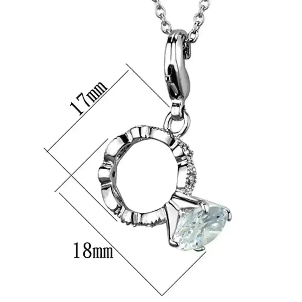 LO3490 - Rhodium Brass Pendant with AAA Grade CZ in Clear - Femstylo