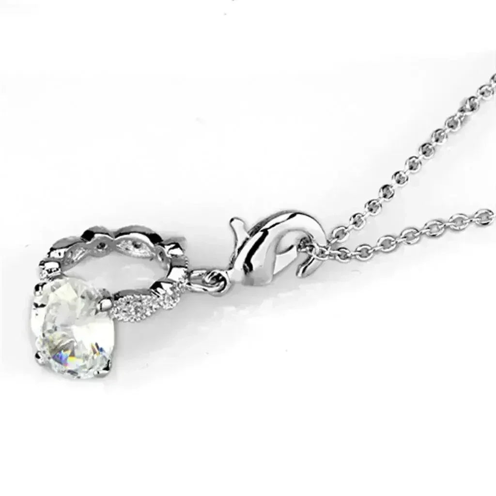 LO3490 - Rhodium Brass Pendant with AAA Grade CZ in Clear - Femstylo