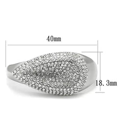 LO3913 - Rhodium Brass Ring with Top Grade Crystal in Clear - Femstylo