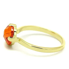 LO4079 - Flash Gold Brass Ring with AAA Grade CZ in Orange - Femstylo