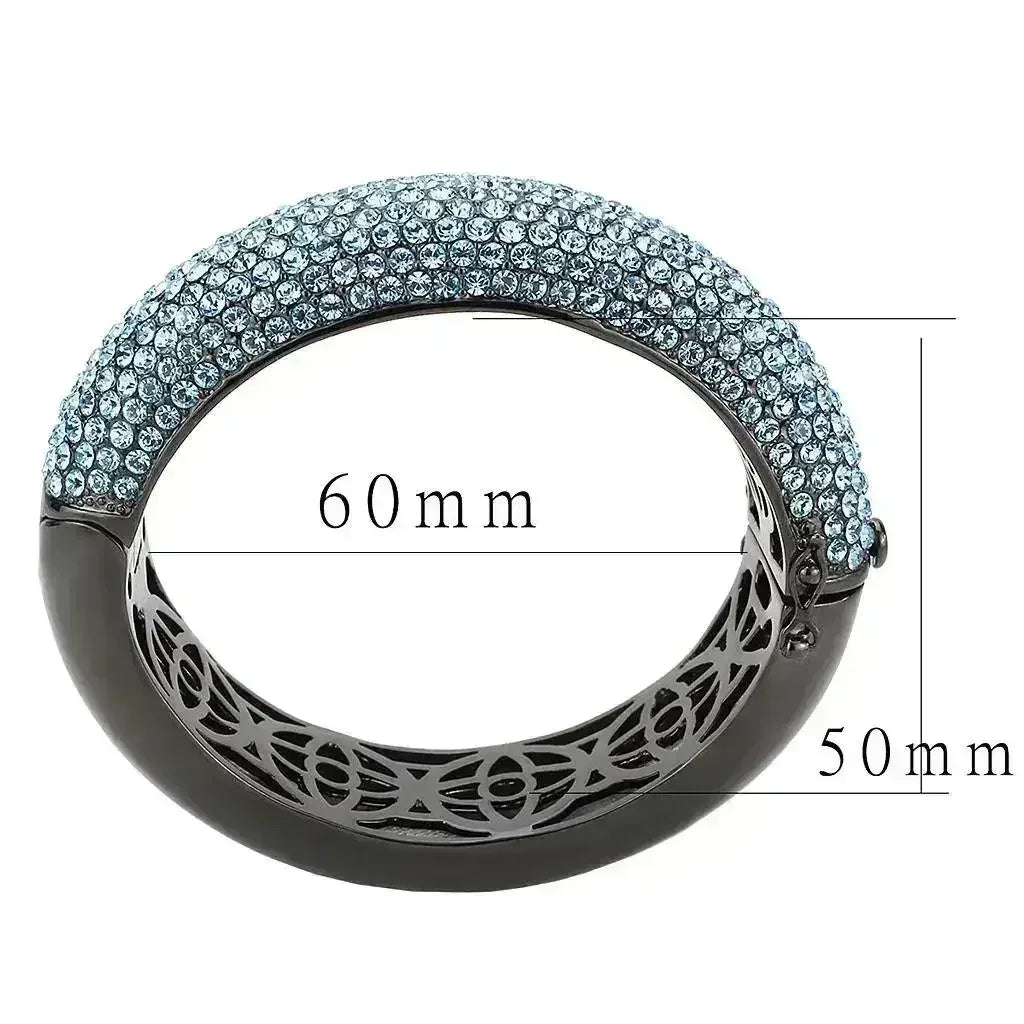 LO4305 - TIN Cobalt Black Brass Bangle with Top Grade Crystal in Sea - Femstylo