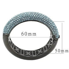 LO4305 - TIN Cobalt Black Brass Bangle with Top Grade Crystal in Sea - Femstylo