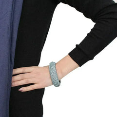 LO4305 - TIN Cobalt Black Brass Bangle with Top Grade Crystal in Sea - Femstylo