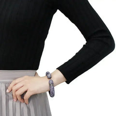 LO4312 - TIN Cobalt Black Brass Bangle with Top Grade Crystal in - Femstylo