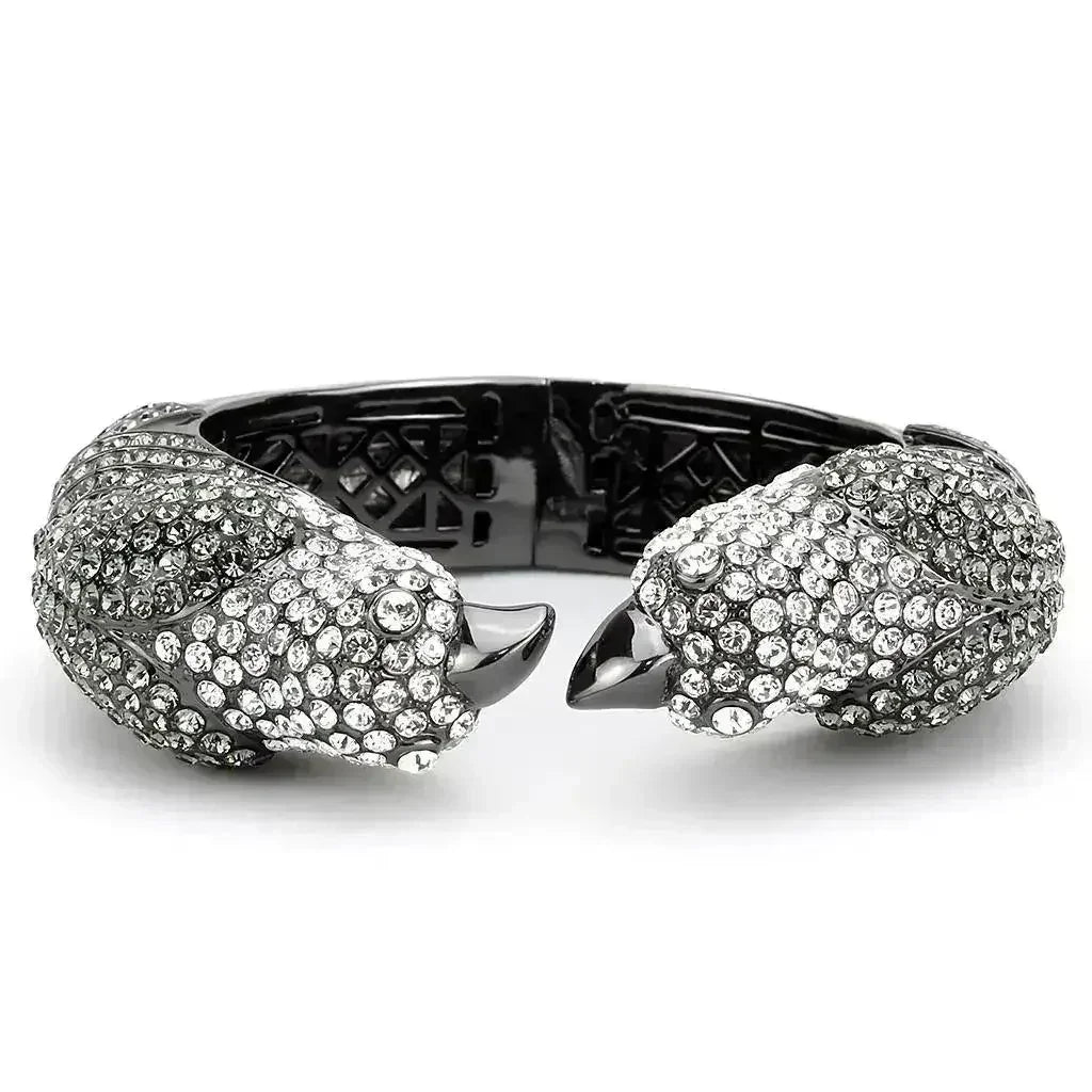 LO4333 - Ruthenium Brass Bangle with Top Grade Crystal in Multi Color - Femstylo