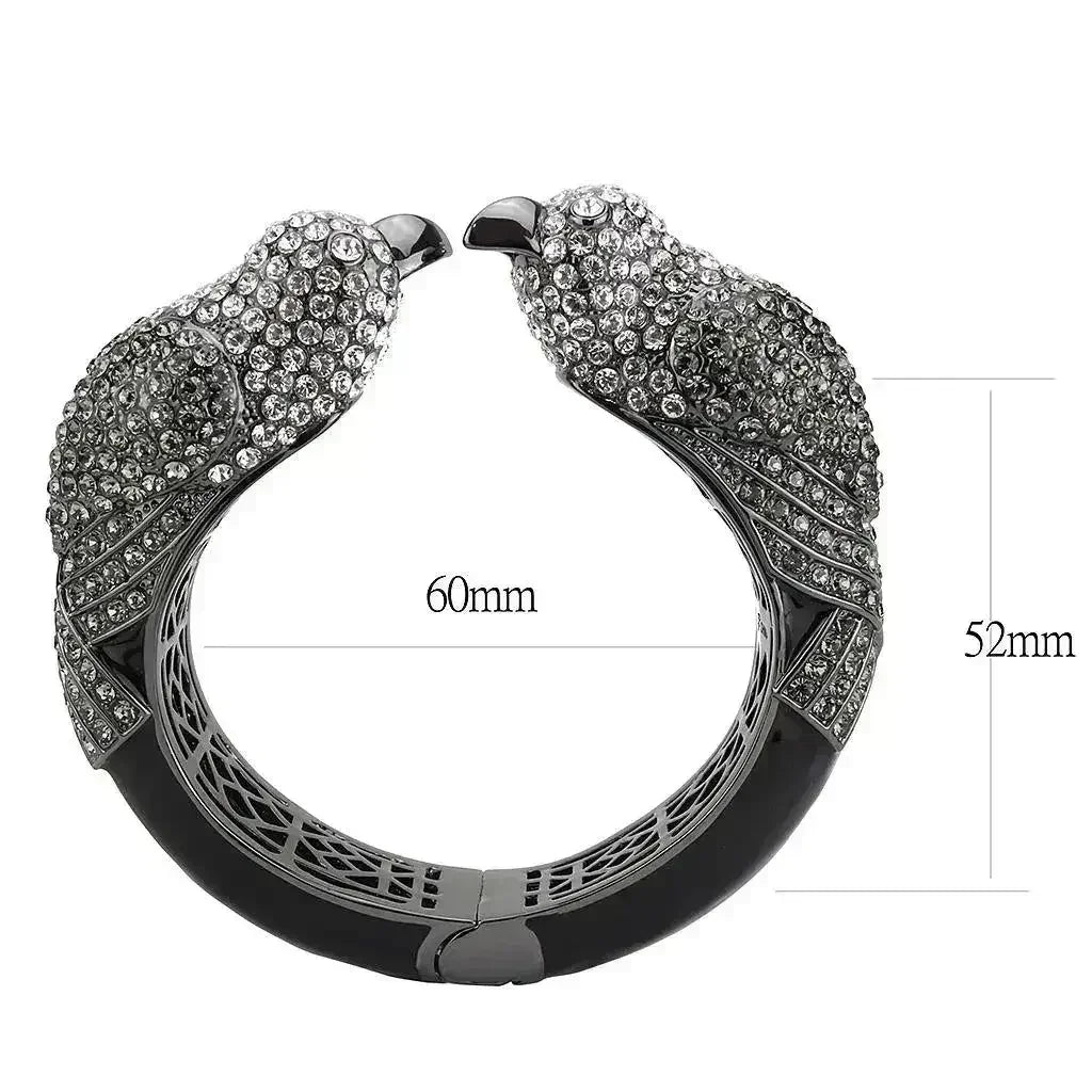 LO4333 - Ruthenium Brass Bangle with Top Grade Crystal in Multi Color - Femstylo