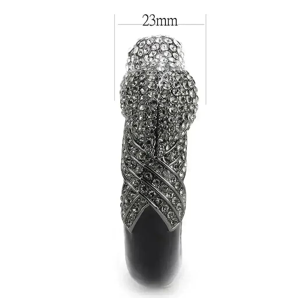 LO4333 - Ruthenium Brass Bangle with Top Grade Crystal in Multi Color - Femstylo