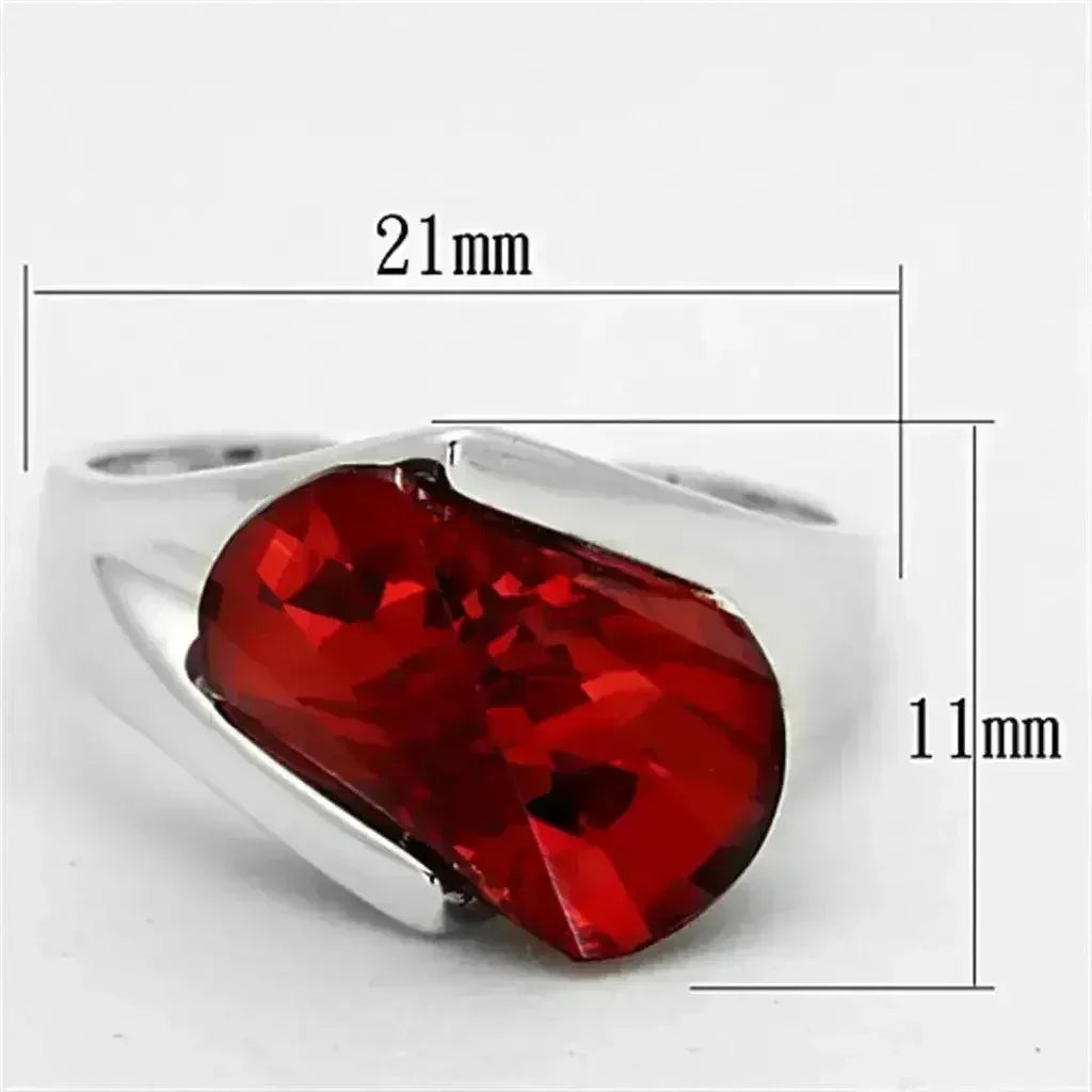 LOS640 - Silver 925 Sterling Silver Ring with AAA Grade CZ in Garnet - Femstylo